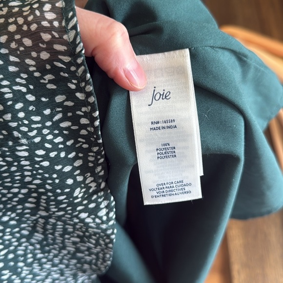 Joie green and White patterned Long Sleeve Dress medium - Picture 7 of 7